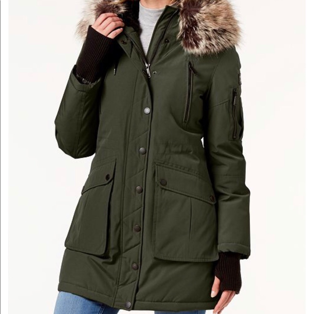 Olive parka bcbg